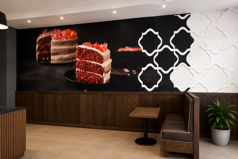 Mugg & Bean branded wallpaper and mural graphics manufactured and installed by Sign Image — project photo 9