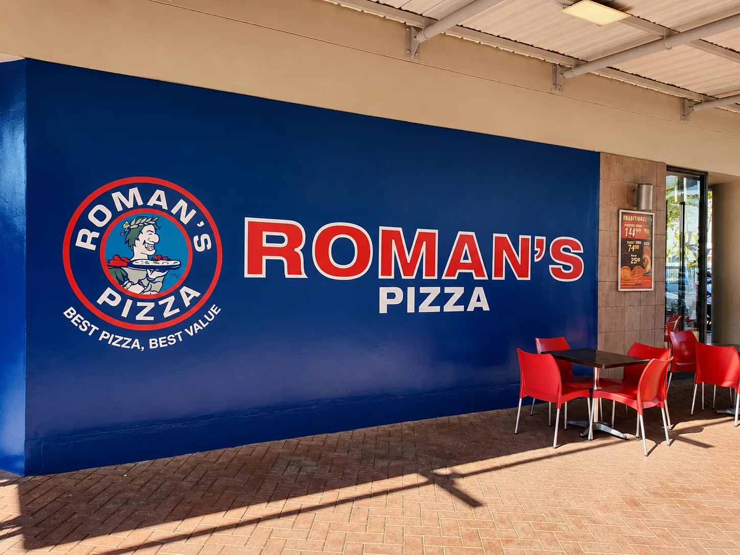 Roman’s Pizza restaurant signage manufactured and installed by Sign Image